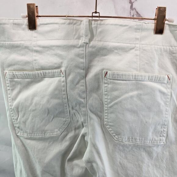 Anthropologie Pants Womens 4 White High Rise Crop Capri Trouser Stretch Maeve - Picture 7 of 13